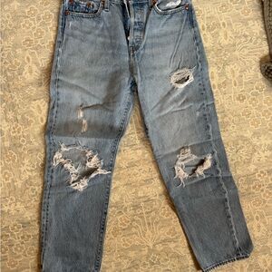 Levi's Distressed Light Blue Straight Jeans